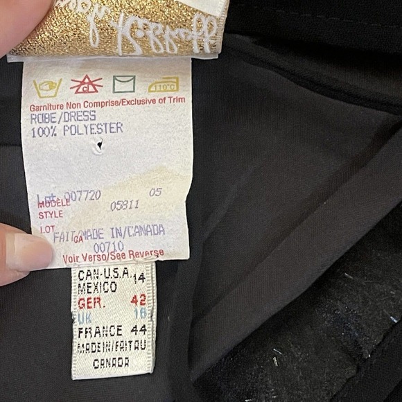 Women's Joseph Ribkoff Size 14 LBD Black Fringe Beaded Dress Sleeveless Cocktail - Picture 10 of 11